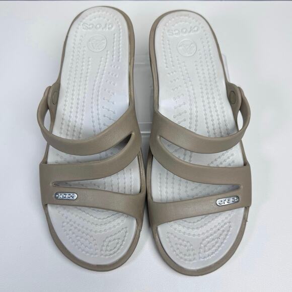 Crocs Patricia Women’s Wedge Sandal Size 7
Tan Gray Slip On Low Heel Sandals - Picture 4 of 11